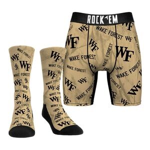 Rock 'Em Wake Forest Boxer Briefs and Socks Set - Tan and Black